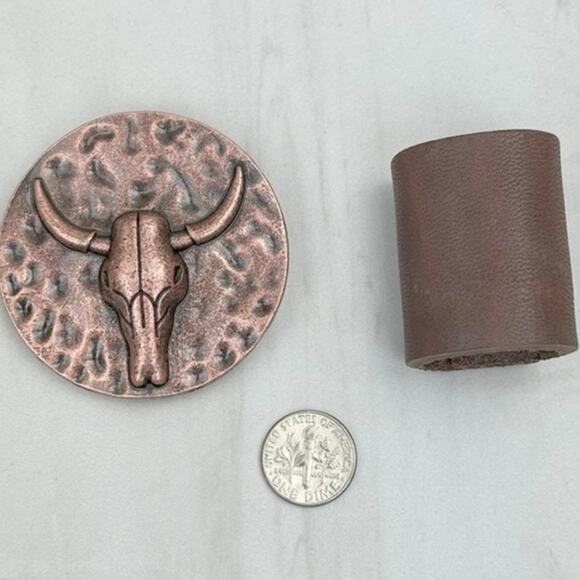 Western Copper Longhorn Scarf Slide Wild Rag - Picture 2 of 3